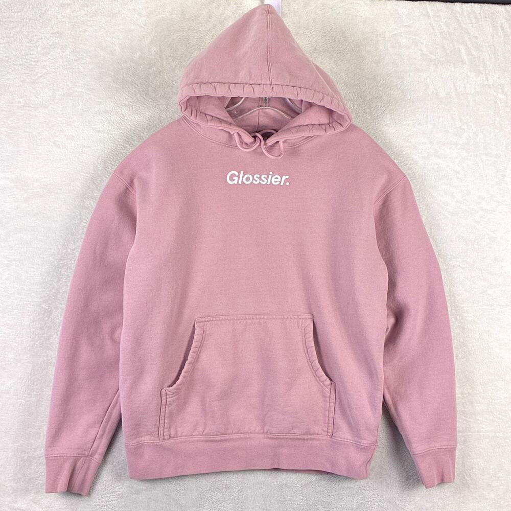 Glossier Hoodie Women M Pink Pullover Streetwear Preppy Yoga Gym Pilates Workout